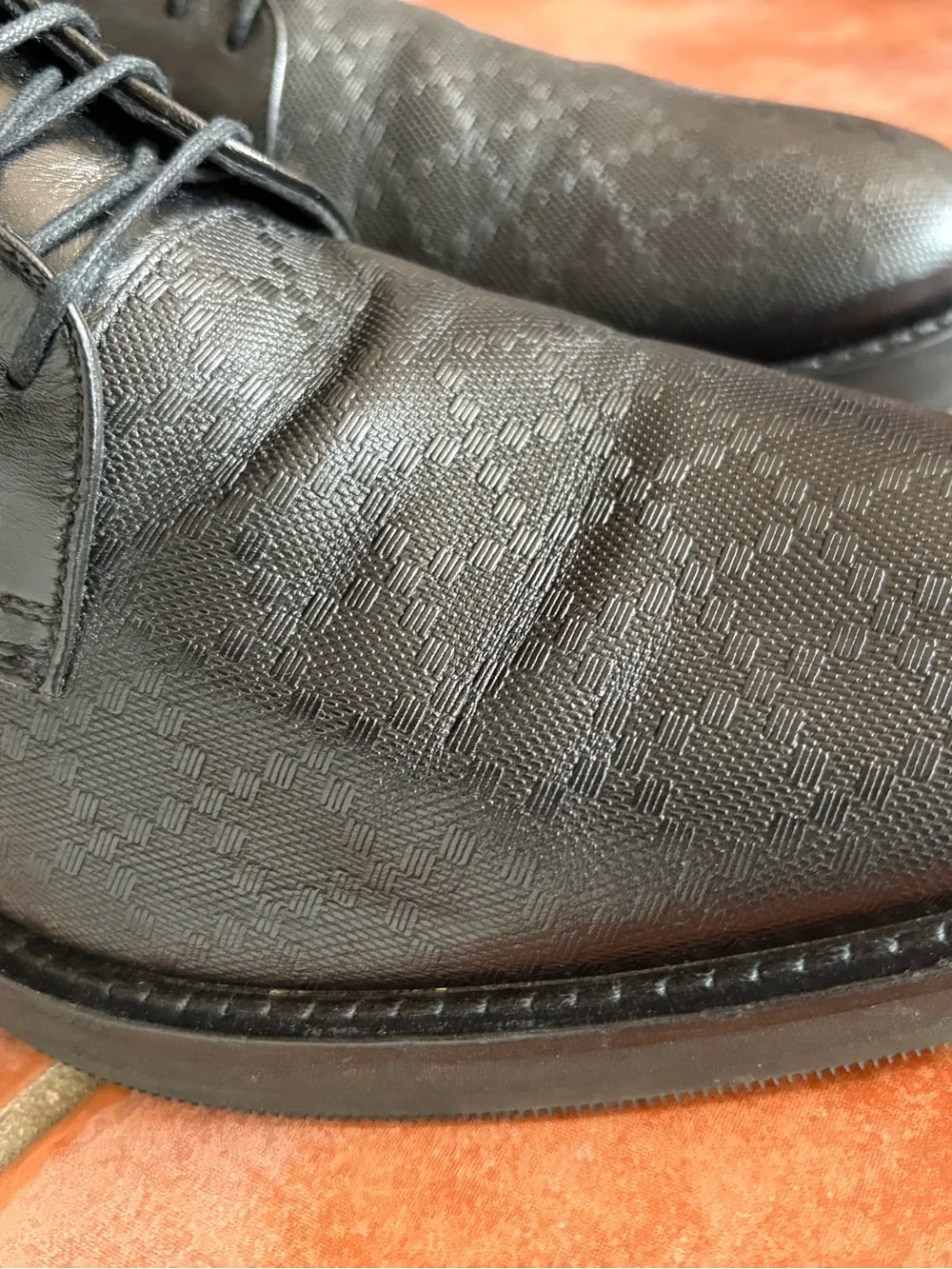 Gucci Hilary Lux Diamante Black Leather Derby Shoes 386575 Sz UK 10 US 11